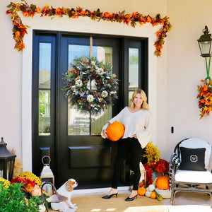 Autumn sale🎃White Pumpkins Ranunculus Wreath