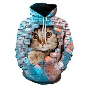 3D Graphic Printed Hoodies Cat