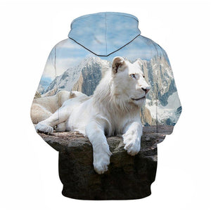 3D Graphic Printed Hoodies Small lion