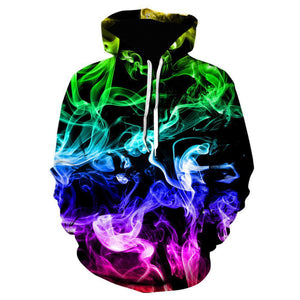 3D Graphic Printed Hoodies Colorful Smoke