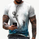 3D Graphic Printed Short Sleeve Shirts  Big and Tall Round Neck Yellow Gray Dark Gray / Summer