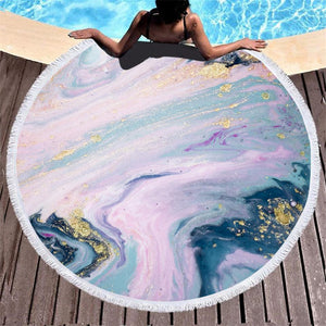 New Marbled Fringed Circular Bathroom Beach Towel