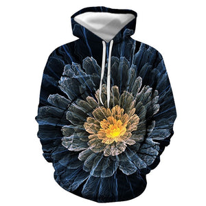 3D Graphic Printed Hoodies Flower