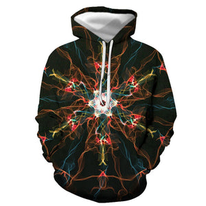 3D Graphic Printed Hoodies Red Lightning