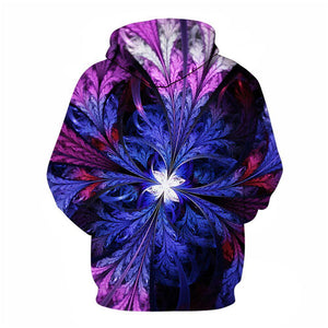 3D Graphic Printed Hoodies Purple Leaves