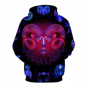 3D Graphic Printed Hoodies Red Sheep Head