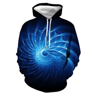 3D Graphic Printed Hoodies Blue Vortex