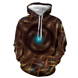 3D Graphic Printed Hoodies Chocolate