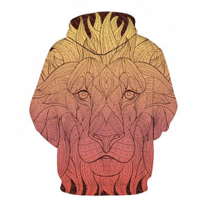 3D Graphic Printed Hoodies Lion