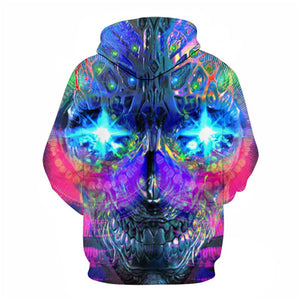 3D Graphic Printed Hoodies Skull