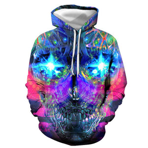 3D Graphic Printed Hoodies Skull