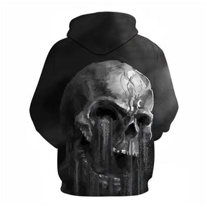 3D Graphic Printed Hoodies Gun And Skull