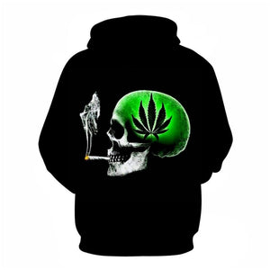 3D Graphic Printed Hoodies Smoking Skeletons