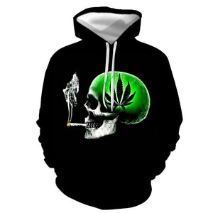 3D Graphic Printed Hoodies Smoking Skeletons