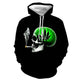 3D Graphic Printed Hoodies Smoking Skeletons