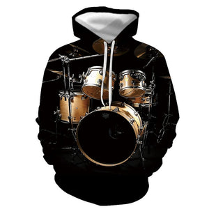 3D Graphic Printed Hoodies Drum Set