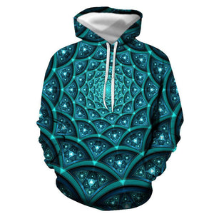 3D Graphic Printed Hoodies Green  Sector