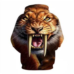 3D Graphic Printed Hoodies Tiger