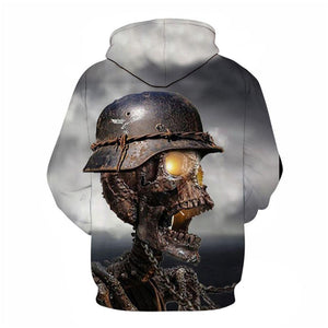 3D Graphic Printed Hoodies A Rusty Skeleton