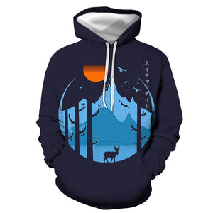 3D Graphic Printed Hoodies Moon