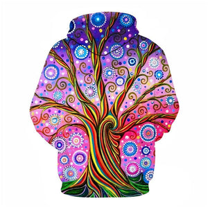 3D Graphic Printed Hoodies Colorful Tree