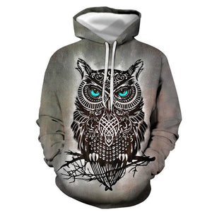 3D Graphic Printed Hoodies Owl