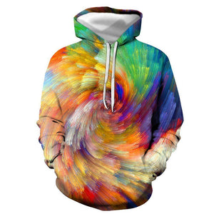 3D Graphic Printed Hoodies Colorful Lines