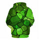 3D Graphic Printed Hoodies Green Polygon