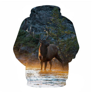 3D Graphic Printed Hoodies Deer