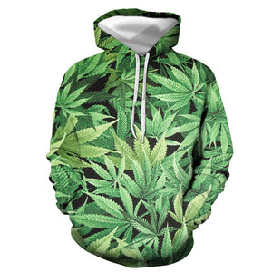 3D Graphic Printed Hoodies Leaves