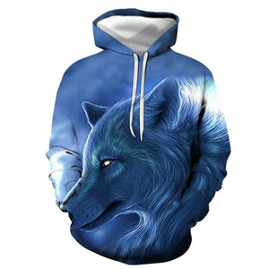 3D Graphic Printed Hoodies Ice Wolf