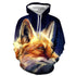 3D Graphic Printed Hoodies Fox Staring