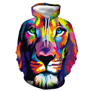 3D Graphic Printed Hoodies Chromatic Tiger