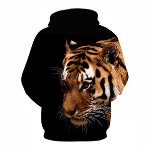 3D Graphic Printed Hoodies Tiger