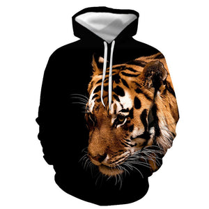 3D Graphic Printed Hoodies Tiger