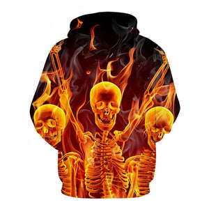 3D Graphic Printed Hoodies Skull