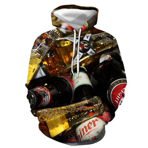 3D Graphic Printed Hoodies Beer