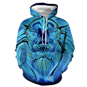 3D Graphic Printed Hoodies Tiger