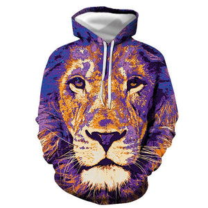 3D Graphic Printed Hoodies Lion