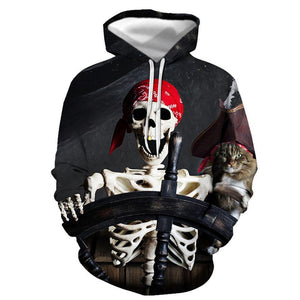 3D Graphic Printed Hoodies Skull And Turban