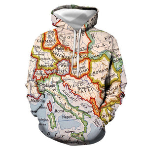 3D Graphic Printed Hoodies Map