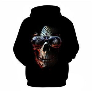 3D Graphic Printed Hoodies The Skull And The Glasses