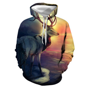 3D Graphic Printed Hoodies Elk