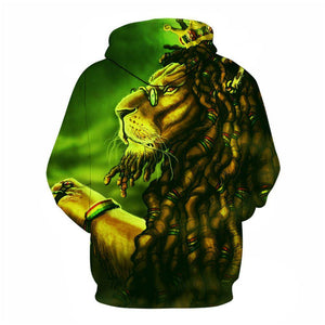 3D Graphic Printed Hoodies Lion With Glasses